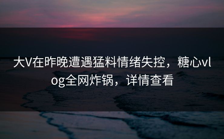 大V在昨晚遭遇猛料情绪失控，糖心vlog全网炸锅，详情查看