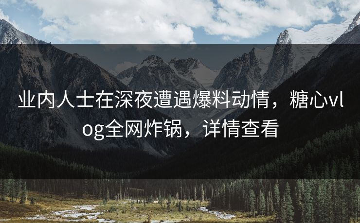 业内人士在深夜遭遇爆料动情，糖心vlog全网炸锅，详情查看