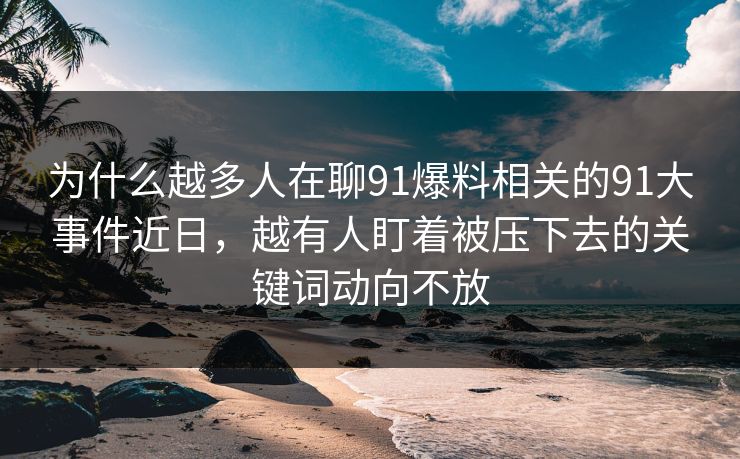为什么越多人在聊91爆料相关的91大事件近日，越有人盯着被压下去的关键词动向不放