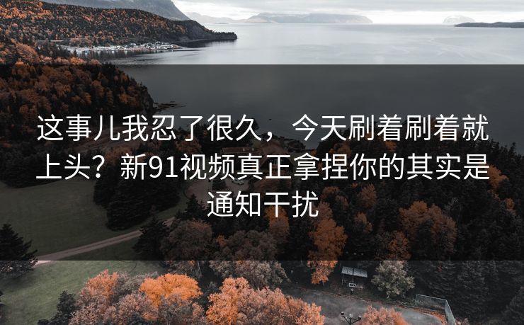 这事儿我忍了很久，今天刷着刷着就上头？新91视频真正拿捏你的其实是通知干扰